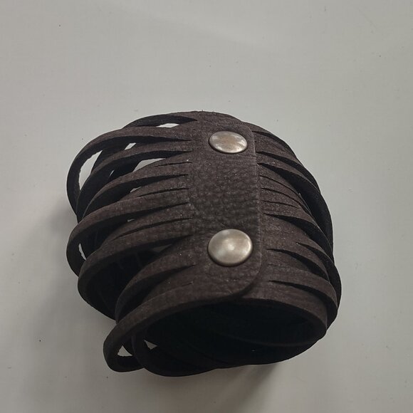 NWOT Leather Multi Strand Twist Wrap Bracelet Snap Closure by iimma - Picture 1 of 8